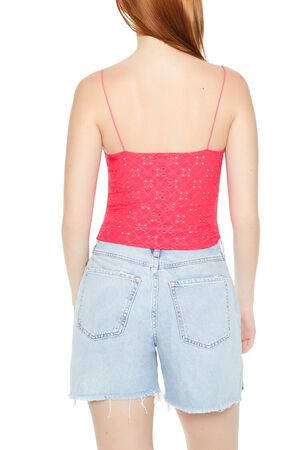 HOT PINK Eyelet Lace-Trim Cami, image 3