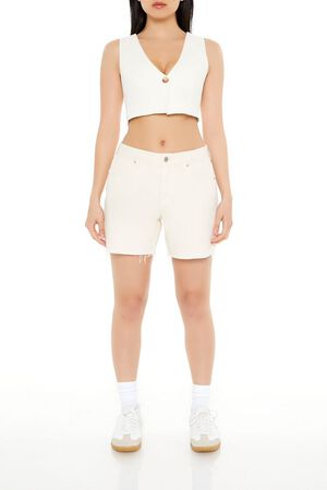 CREAM Sleeveless Linen-Blend Crop Top, image 2