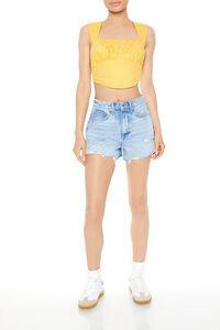 YELLOW Poplin Curved-Hem Crop Top, image 4