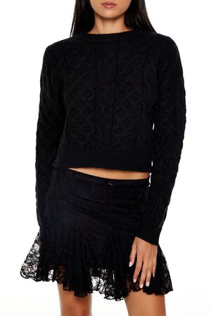 BLACK Cable & Honeycomb Knit Sweater, image 1