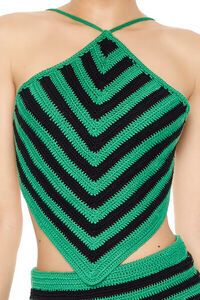 GREEN/BLACK Chevron Sweater-Knit Halter Top, image 5