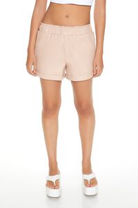 ALMOND Faux Leather High-Waist Shorts, image 5