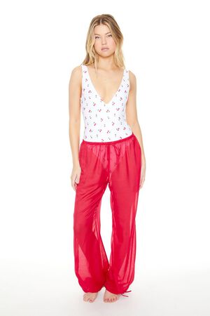HOT PINK Sheer Swim Cover-Up Pants, image 1