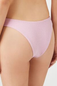 LIGHT PINK/MULTI Shimmer Cheeky Striped Bikini Bottoms, image 4