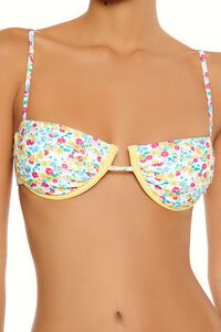 VIBRANT YELLOW/MULTI Bright Floral Contrast Underwire Bikini Top, image 2