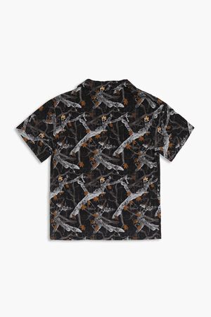 BLACK/MULTI Kids Leaf Print Shirt (Girls + Boys), image 2