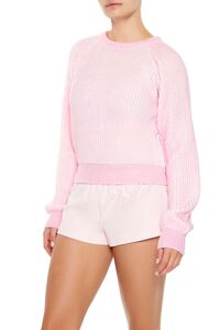SEASHELL PINK/WHITE Striped Ribbed Knit Sweater, image 4