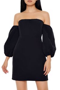 BLACK Off-the-Shoulder Mini Dress, image 2