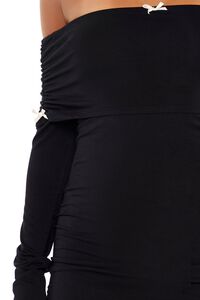 BLACK Off-the-Shoulder Bow Mini Dress, image 5