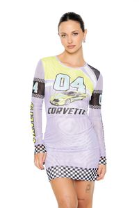PURPLE/MULTI Corvette Graphic Mini Dress, image 4