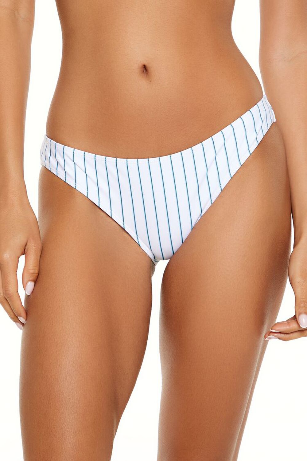 WHITE/BLUE Essentials Striped Bikini Bottoms, image 2