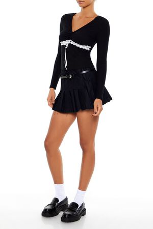 TAN Pleated A-Line Mini Skirt, image 3