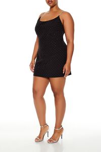 BLACK Plus Size Rhinestone Cami Mini Dress, image 3