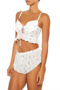 WHITE/MULTI Floral Lace-Up Lingerie Corset Cami, image 4