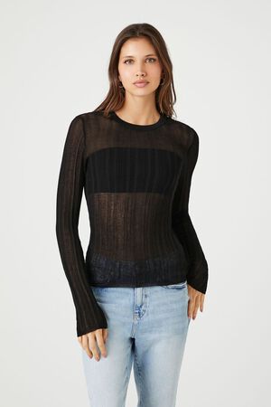 GREY Fitted Ribbed Knit Sweater, image 1