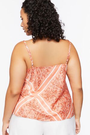 ROSE PETAL/MULTI Plus Size Baroque Print Satin Cami, image 3