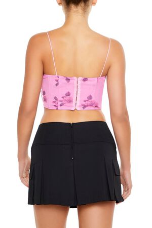 PINK/MULTI Ruffle Rose Print Cropped Cami, image 3