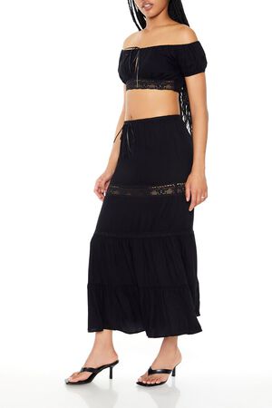 BLACK Off-the-Shoulder Top & Skirt Set, image 2
