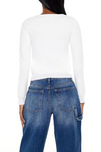 WHITE Faux Gem Cutout Sweater, image 5