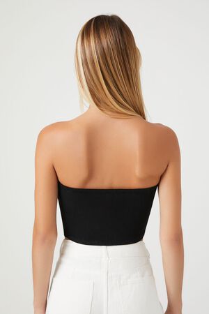BLACK Rhinestone Cropped Tube Top, image 3