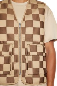 TAUPE/MULTI Checkered Cargo Vest, image 5