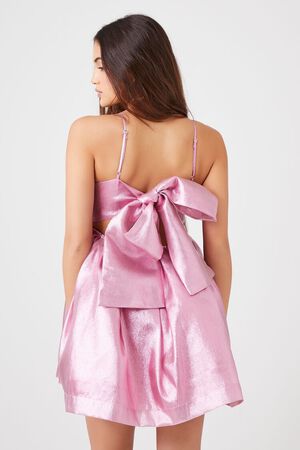 PINK Metallic Bow Babydoll Dress, image 3