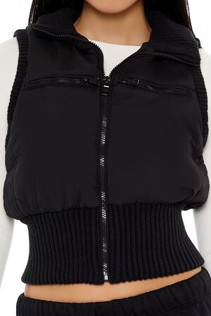 IVORY Cropped Zip-Up Vest, image 3