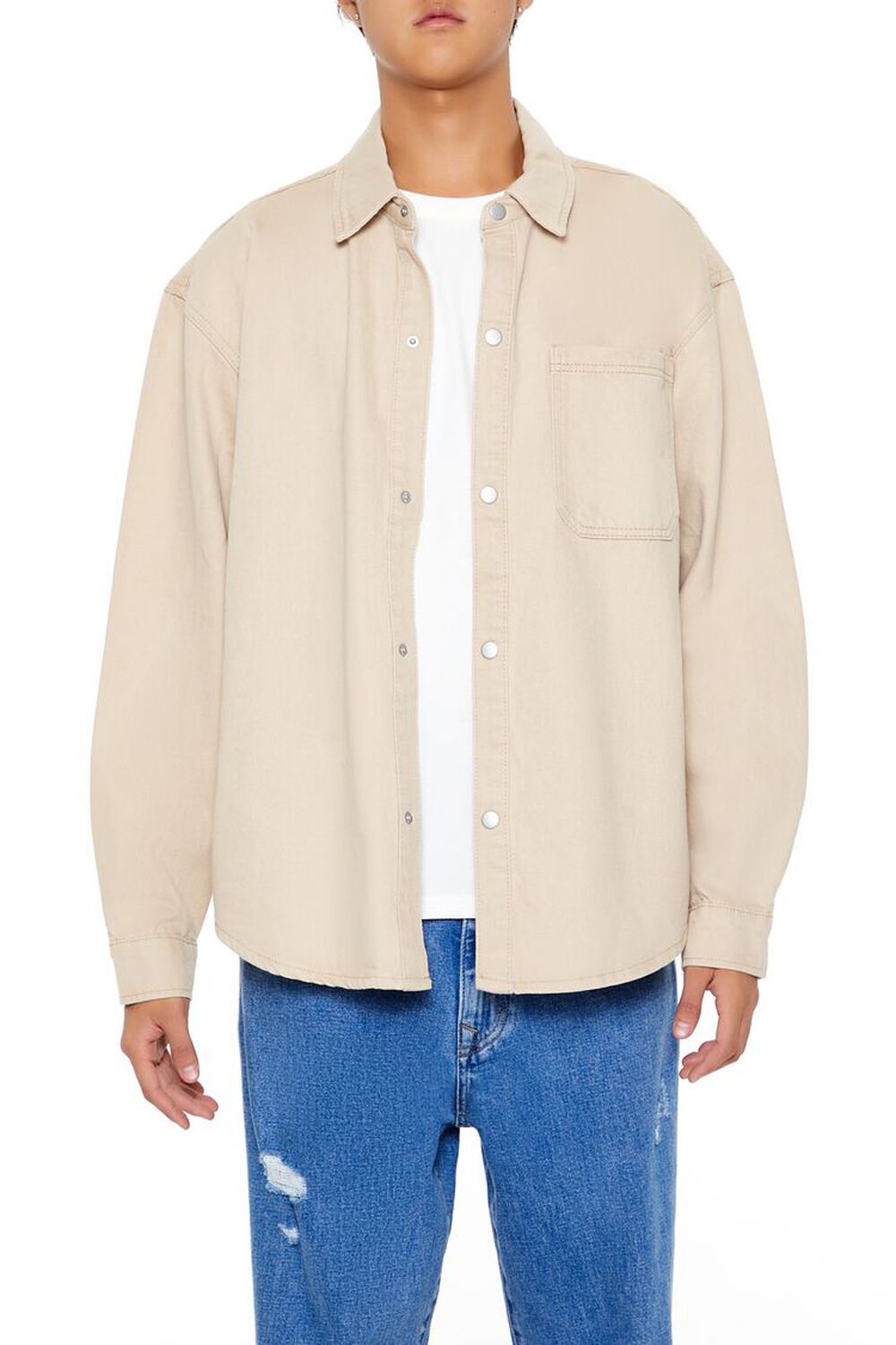 TAUPE Cotton Curved-Hem Shirt, image 1