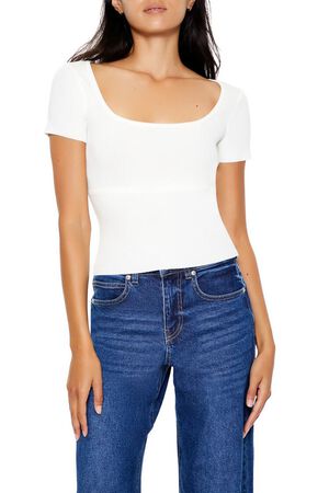CAPPUCCINO Ribbed Sweater-Knit Tee, image 1