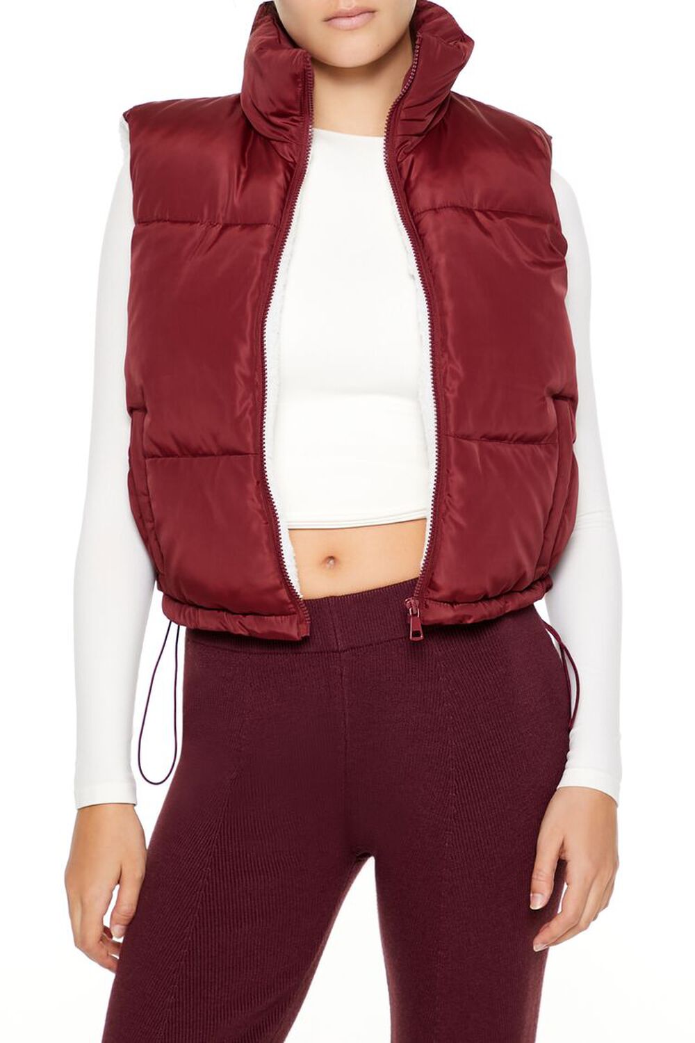 RED Toggle Drawstring Cropped Vest, image 1