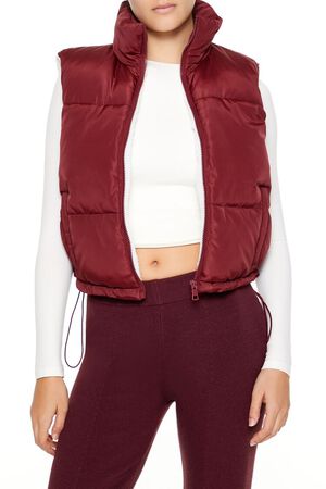 GREEN Toggle Drawstring Cropped Vest, image 1