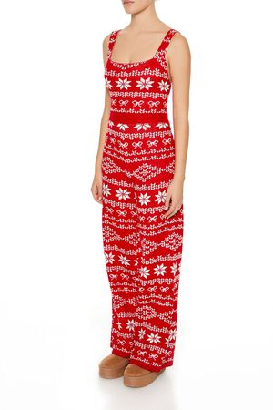 RED/MULTI Fair Isle Sweater-Knit Jumpsuit, image 3