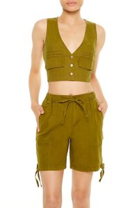 AVOCADO Cropped Twill Cargo Vest, image 1