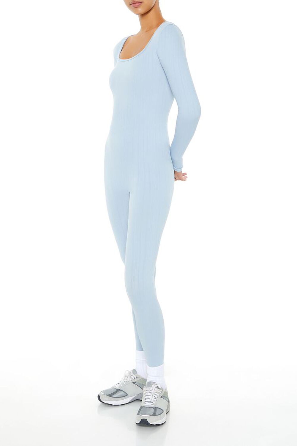 STONE BLUE Scoop Ribbed Knit Jumpsuit, image 3