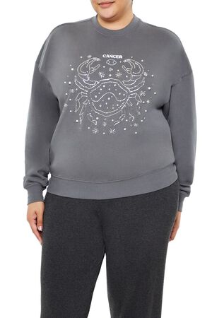 DARK GREY/MULTI Plus Size Beaded Cancer Pullover, image 1