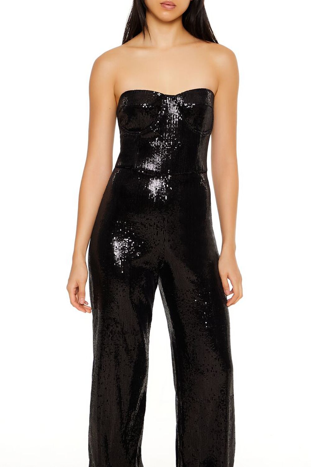 BLACK Sequin Sweetheart Jumpsuit, image 2