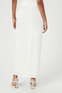 IVORY Satin Slit Midi Skirt, image 4