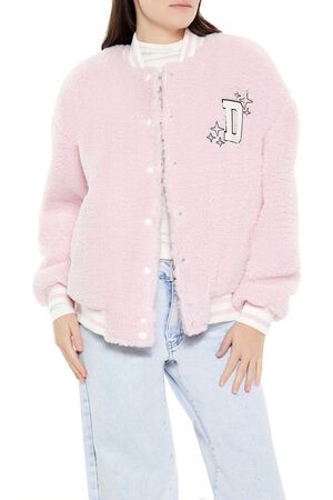 PETAL PINK Delusional Varsity Bomber Jacket, image 1