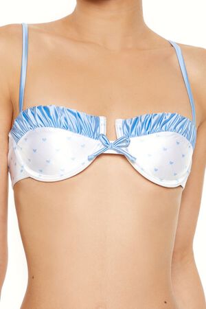 WHITE/BLUE WATER Satin Hearts Underwire Bikini Top, image 2