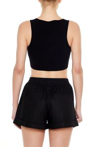 BLACK Ribbed Sweater-Knit Crop Top, image 6