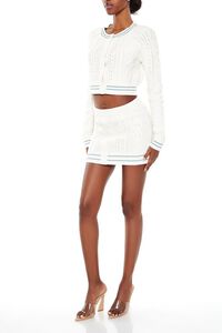 WHITE/BLUE Striped Sweater-Knit Mini Skirt, image 3