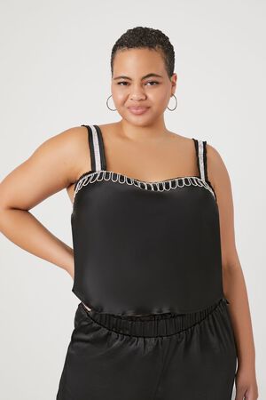 BLACK Plus Size Rhinestone-Trim Cami, image 1