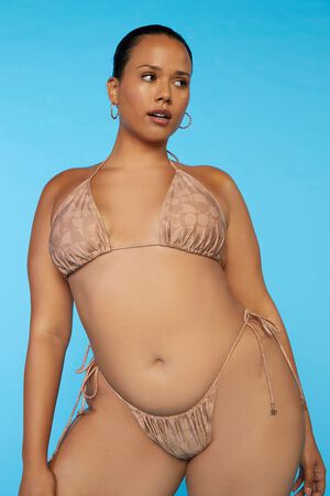AUBURN/WALNUT Plus Size Sports Illustrated Geo Print Bikini Bottoms, image 1