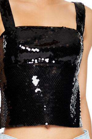 BLACK Tie-Back Sequin Top, image 3