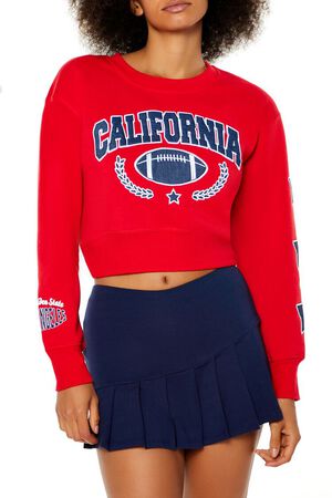 RED/MULTI California Football Cropped Pullover, image 1