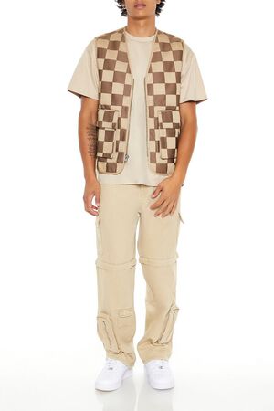TAUPE/MULTI Checkered Cargo Vest, image 2