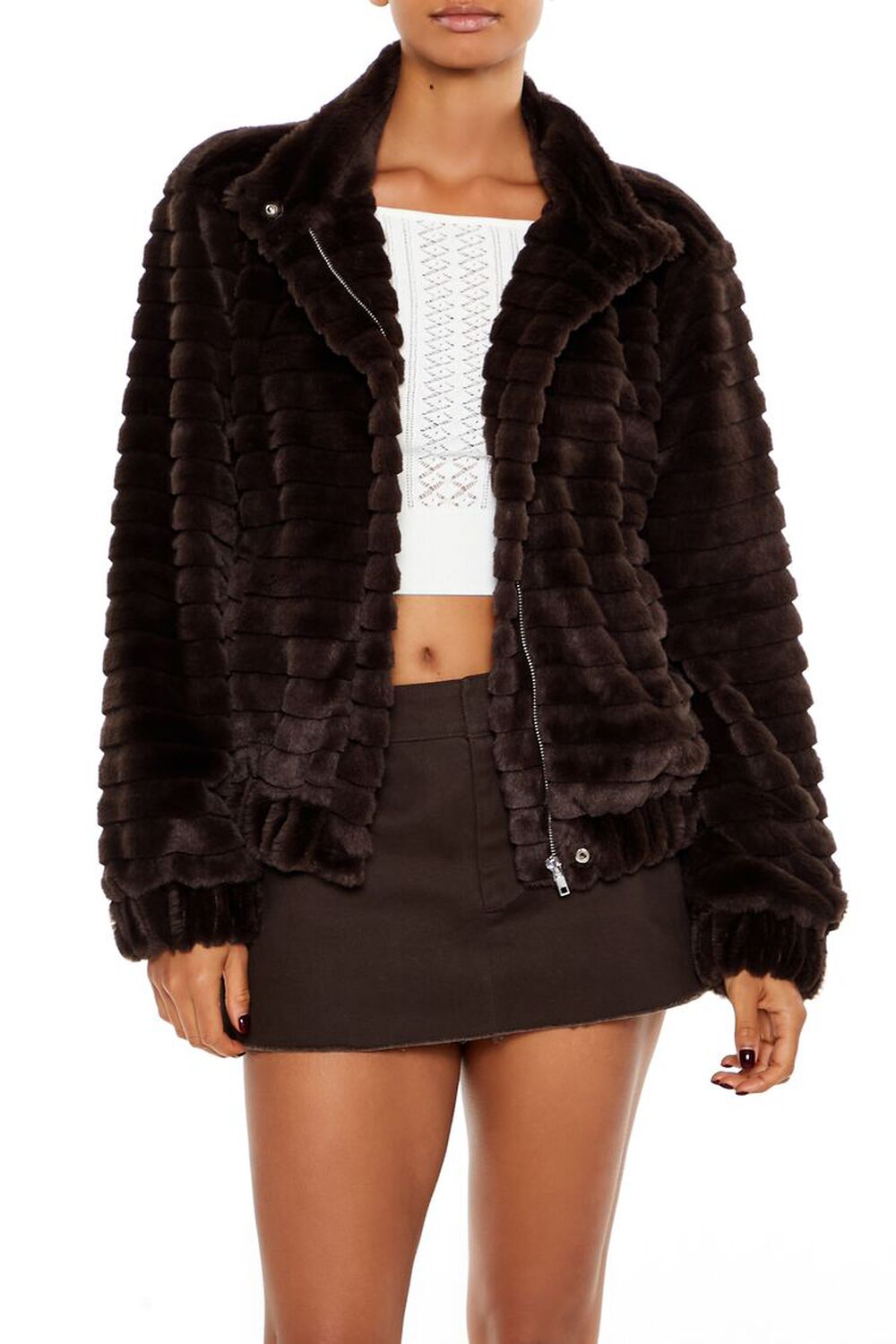 WALNUT Quilted Faux Fur Bomber Jacket, image 1