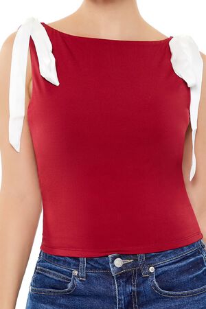 BLUE Sleeveless Satin Bow Top, image 3