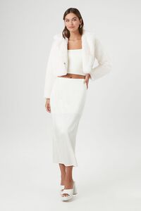 WHITE Plush Cropped Coat, image 4