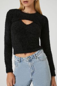 BLACK Fuzzy Cami & Bolero Set, image 5